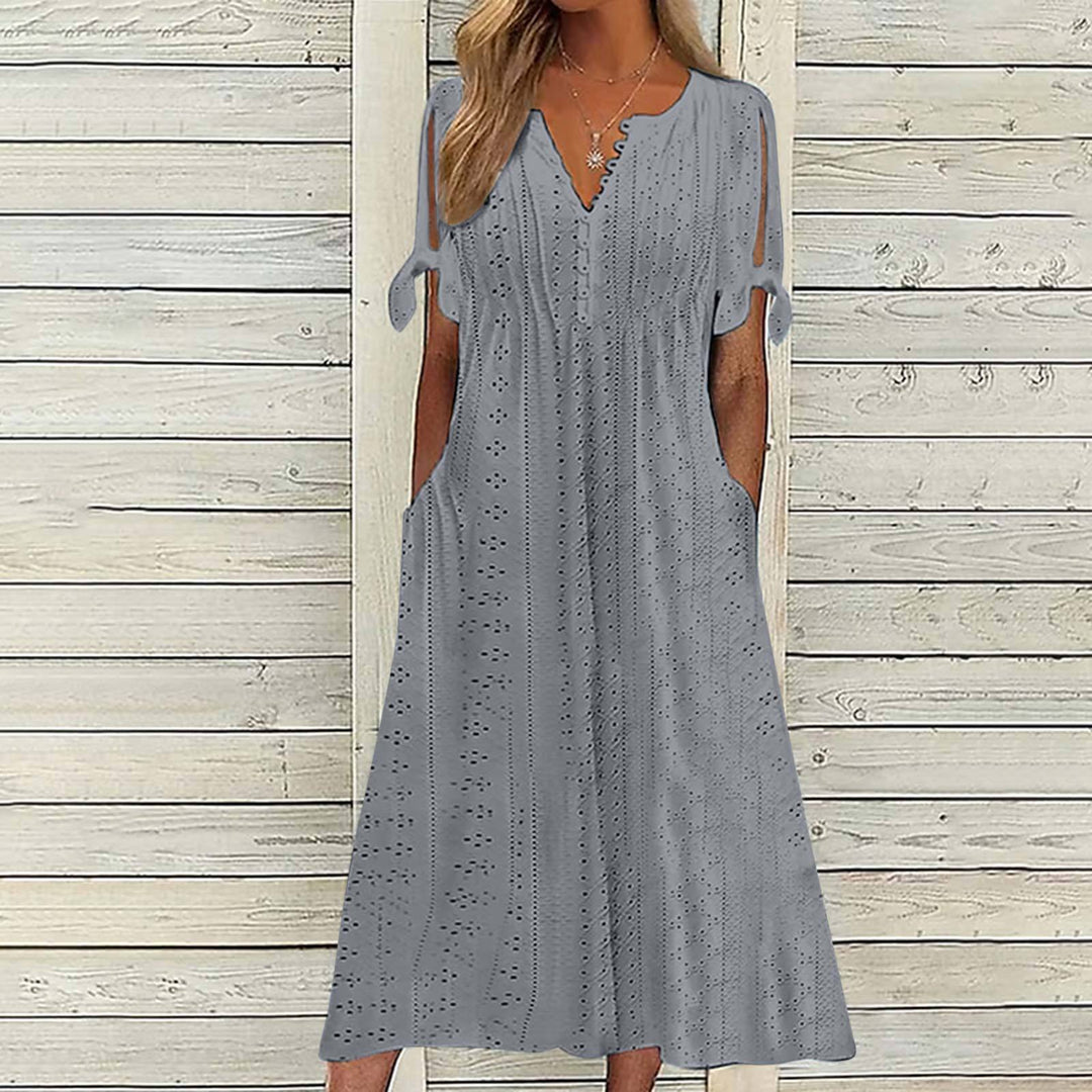 Alina - Cotton summer dress with eyelets for women