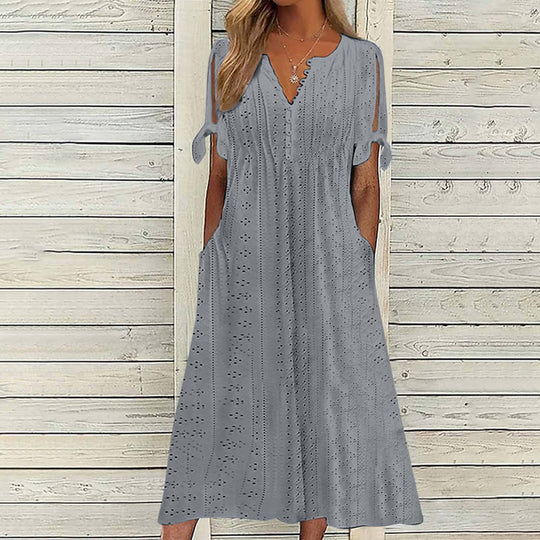 Alina - Cotton summer dress with eyelets for women