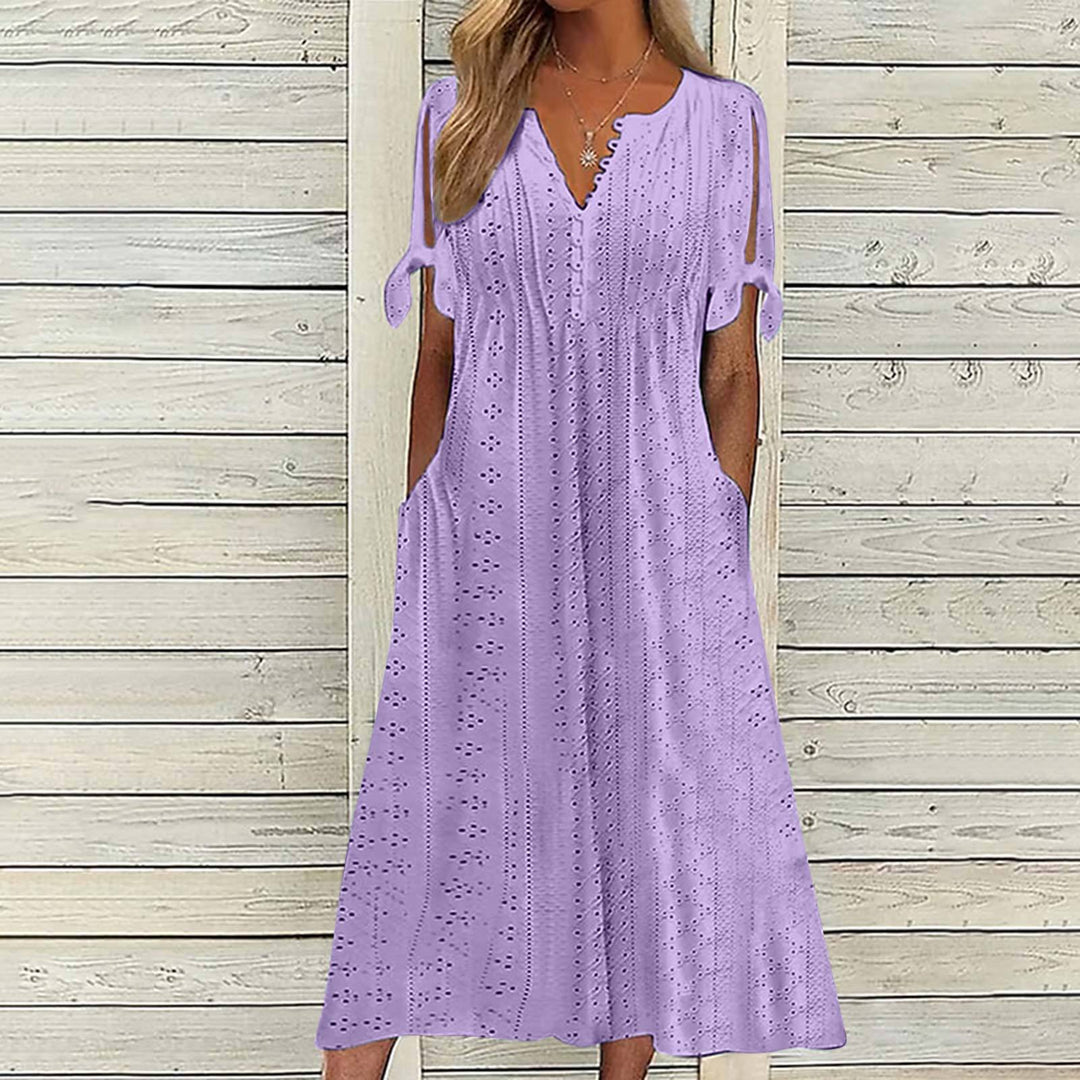 Alina - Cotton summer dress with eyelets for women