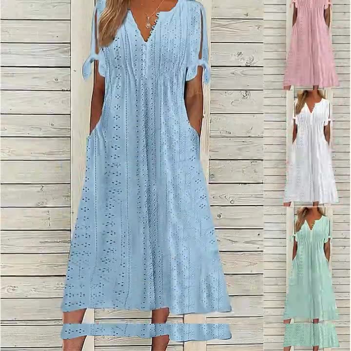 Alina - Cotton summer dress with eyelets for women