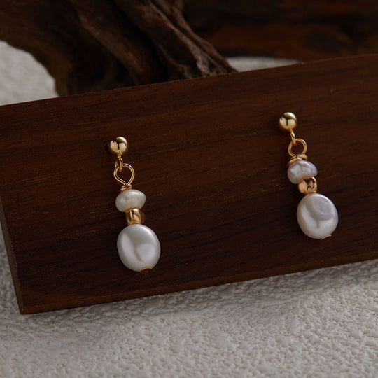 Angellie – Gold & Pearl Drop Earrings