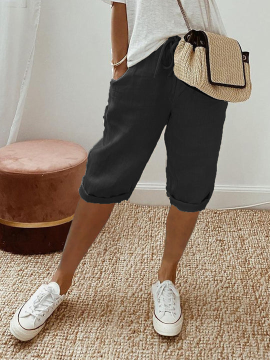 Theo – Men's casual cotton and linen bermuda shorts