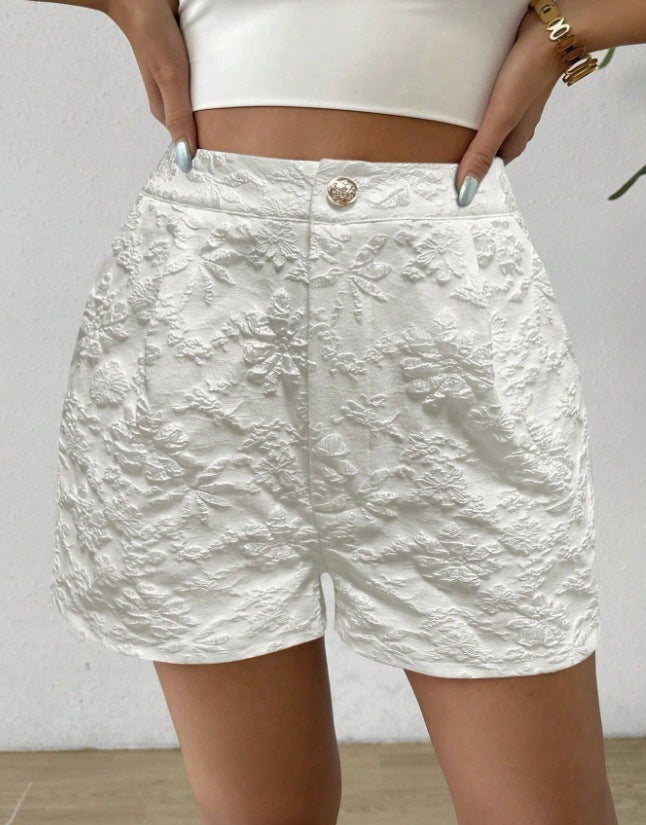 Ella - Floral Embroidered High Waist Shorts for Women