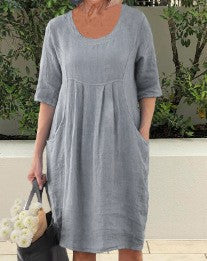 Evelina – Linen Dress with Pockets for Women
