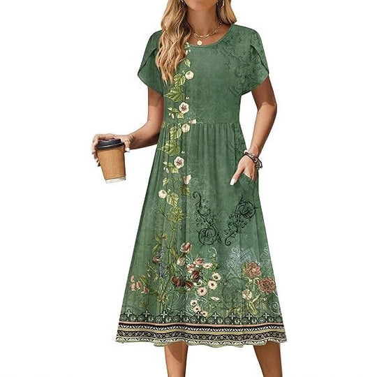 Zuleika – Boho chic printed midi dress for women