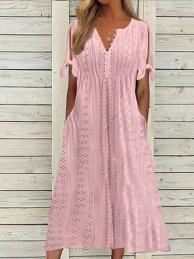 Alina - Cotton summer dress with eyelets for women
