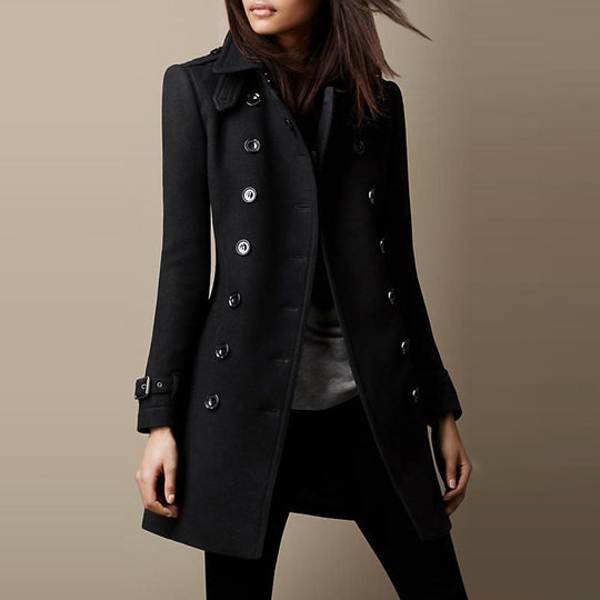 Demi – Double-Breasted Long Coat for Women