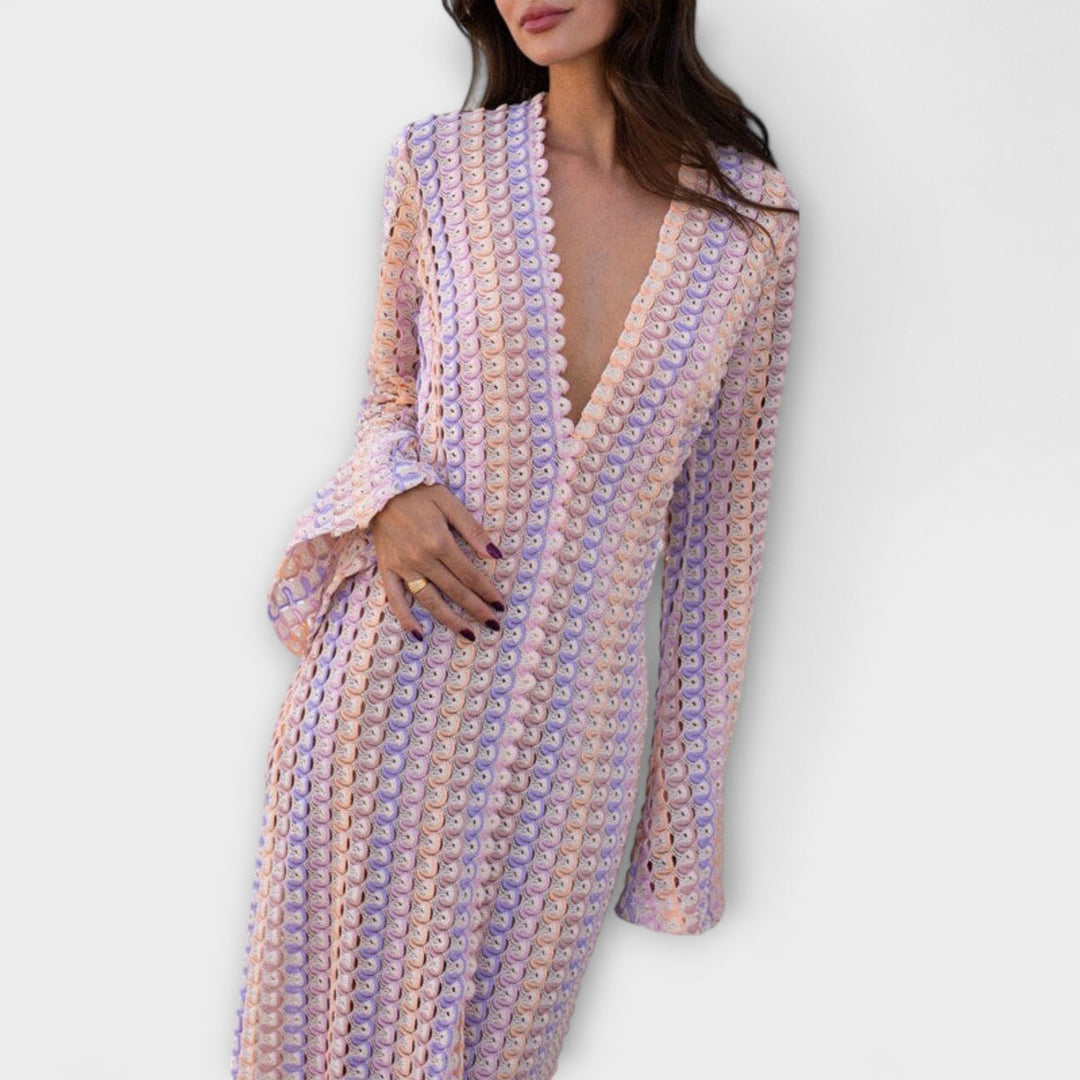 Eliora – Maxi Dress with V-Neck and Vacation Flair