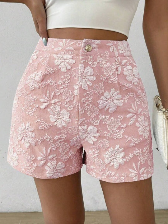 Ella - Floral Embroidered High Waist Shorts for Women