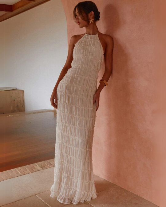 Bobbi – Textured Halter Maxi Dress