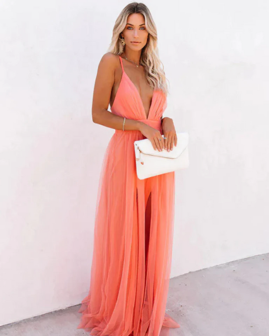 Orielle – Chiffon Cross-Back Evening Gown