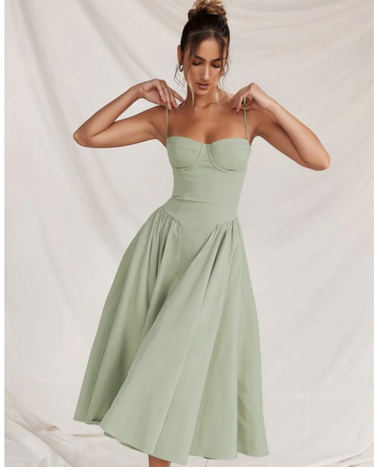 Serenah – Strapless Midi Dress with Sweetheart Bodice