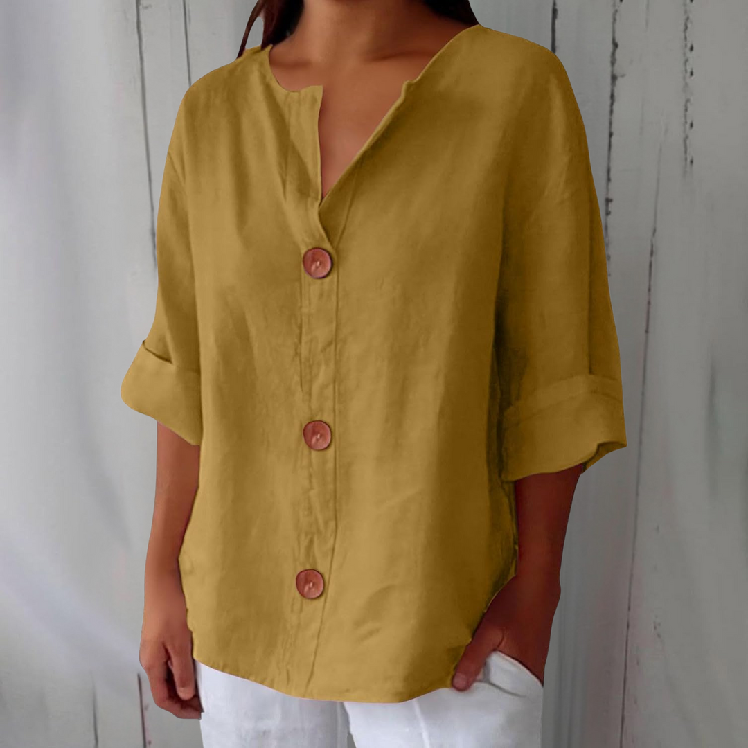Hayley – Casual Linen Button-Up Blouse for Women