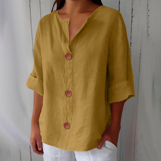 Hayley – Casual Linen Button-Up Blouse for Women