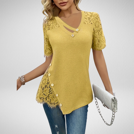 Elise – Lace Button Detail Summer Blouse for Women