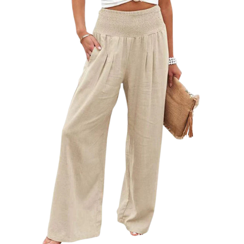 Fiammetta – Linen-Blend Wide Leg Trousers for Women