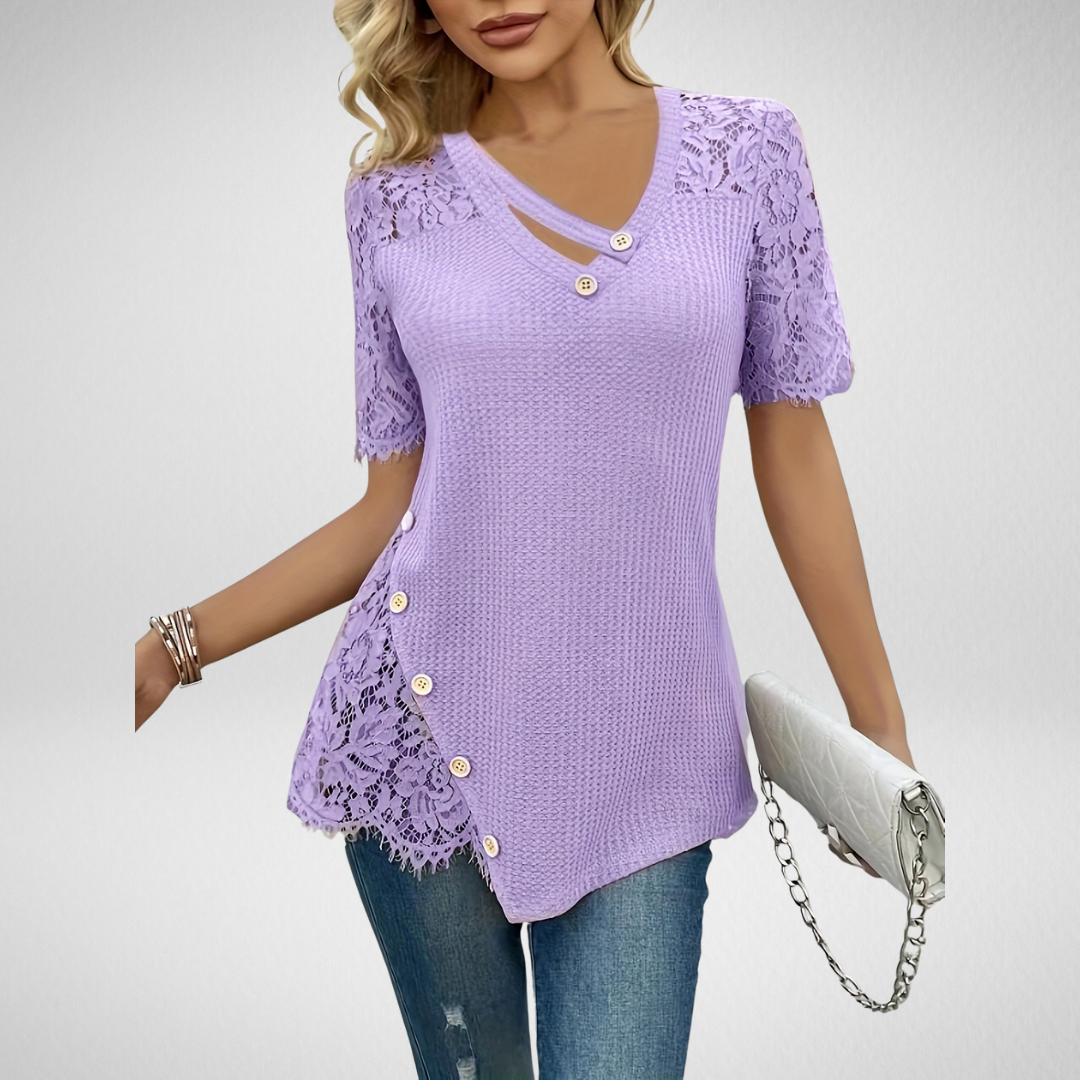 Elise – Lace Button Detail Summer Blouse for Women