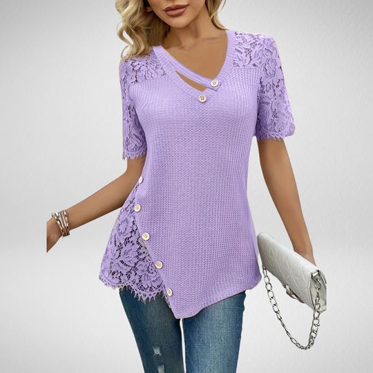 Elise – Lace Button Detail Summer Blouse for Women