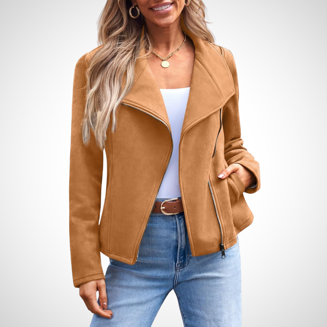 Cristina – Faux Suede Moto Jacket for Women