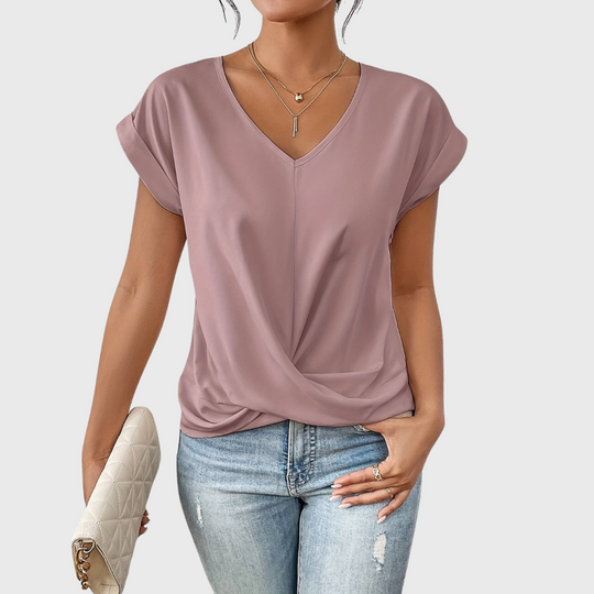 Suzanne – Draped V-Neck Casual Blouse for Women