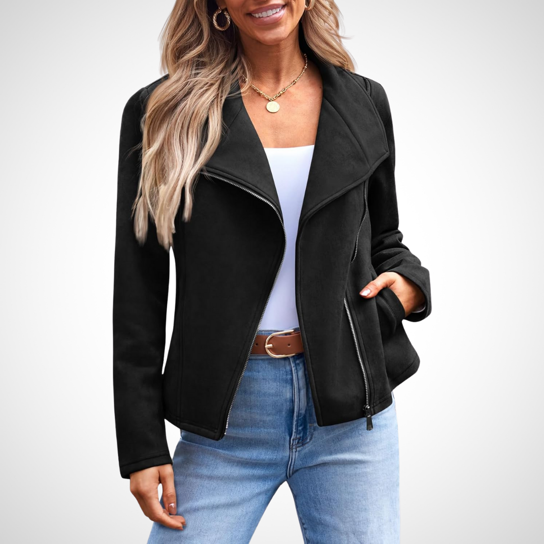 Cristina – Faux Suede Moto Jacket for Women
