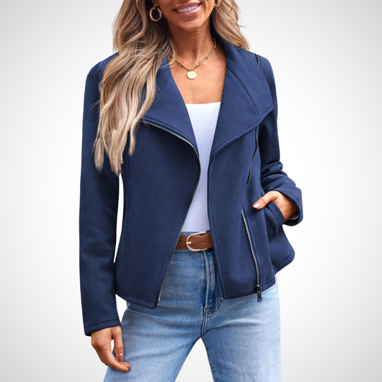 Cristina – Faux Suede Moto Jacket for Women