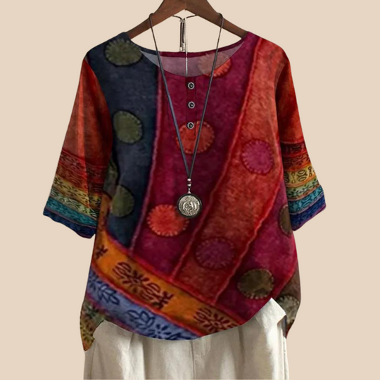 Ashanti – Boho Patchwork Tunic Top for Women