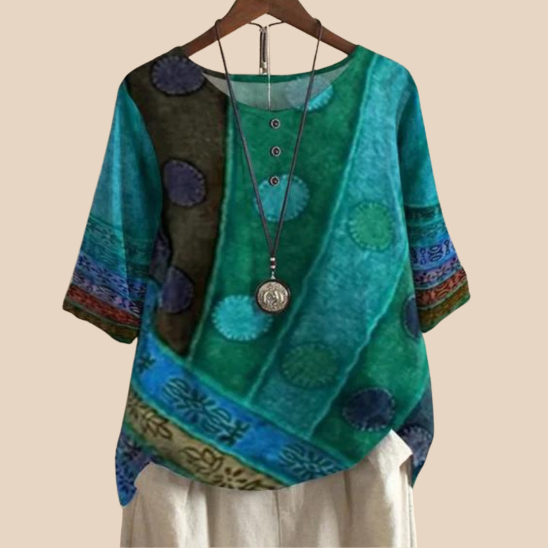 Ashanti – Boho Patchwork Tunic Top for Women