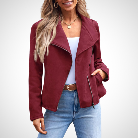 Cristina – Faux Suede Moto Jacket for Women