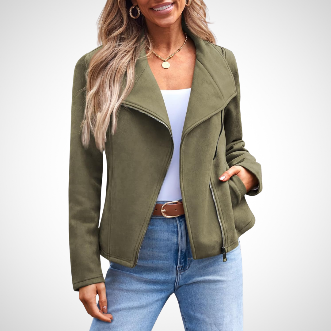 Cristina – Faux Suede Moto Jacket for Women