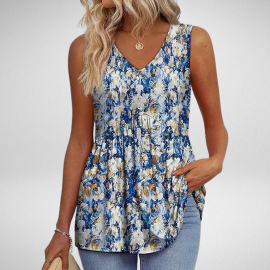 Isolde |  Sleeveless Drape-Neck Top