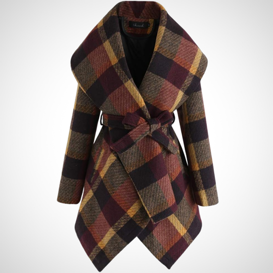 Lexie – Belted Plaid Wrap Coat for Women