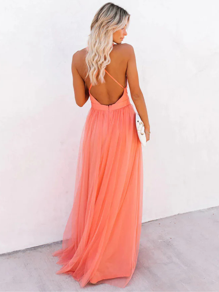 Orielle – Chiffon Cross-Back Evening Gown