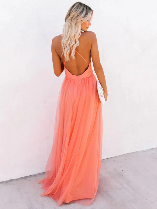 Orielle – Chiffon Cross-Back Evening Gown