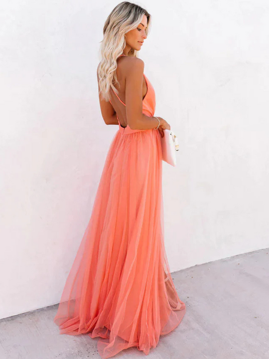 Orielle – Chiffon Cross-Back Evening Gown