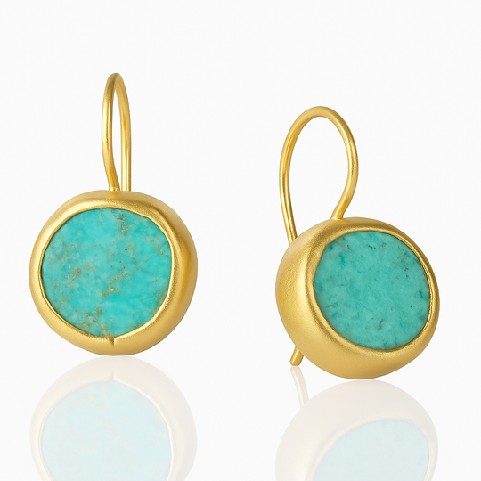Gold earrings with turquoise stone