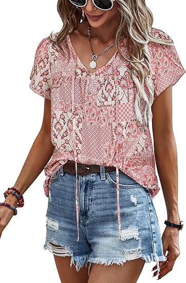 Carmela – Ruffle Short Sleeve Tunic Top for Women