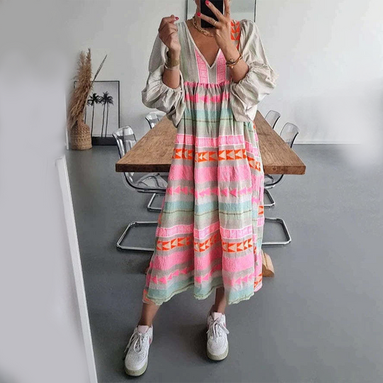 Jasmine – Pastel Stripes Relaxed Maxi Dress