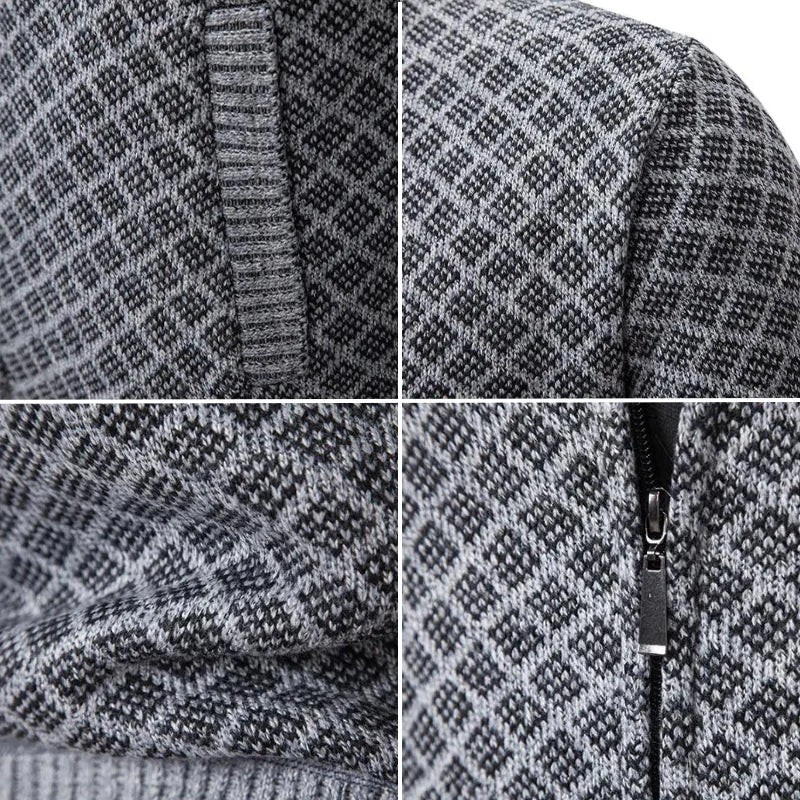Adrian – Diamond Knit Zip Cardigan for Men