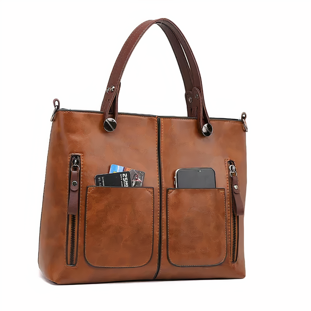 Halle – Classic Leather Work Tote for Women