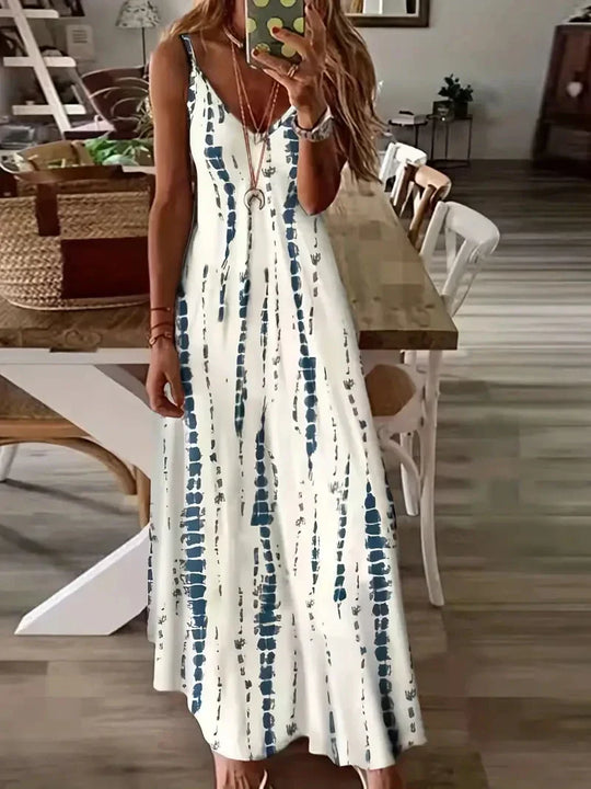Isolyn – Boho Tie-Dye Spaghetti Strap Maxi Dress