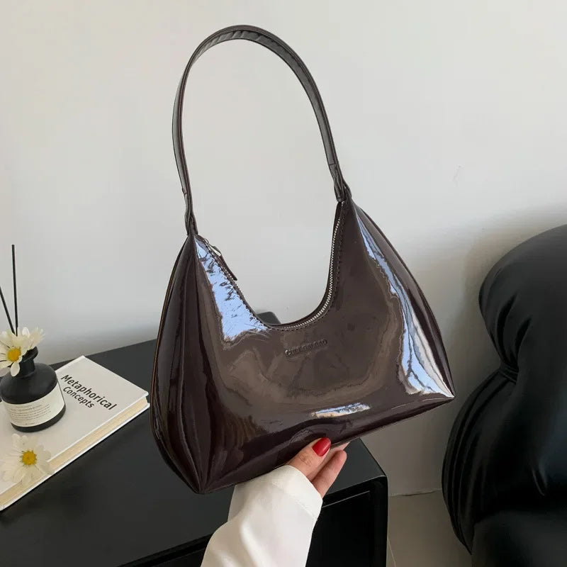 Arkina – Glossy Wine Red Shoulder Bag