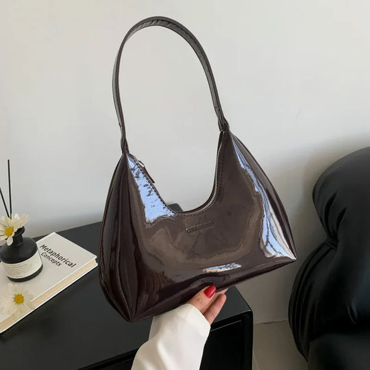 Arkina – Glossy Wine Red Shoulder Bag