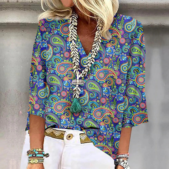 Frances – Bohemian Print Lightweight Blouse for Women