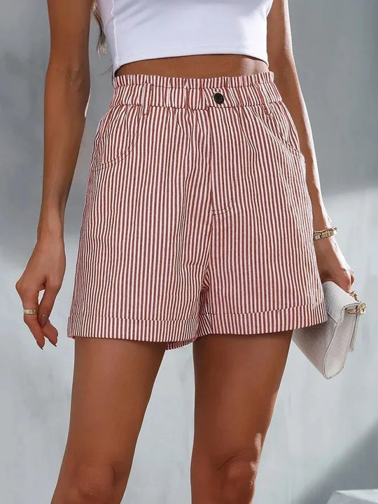 Cadence – Striped High-Waisted Casual Shorts for Women