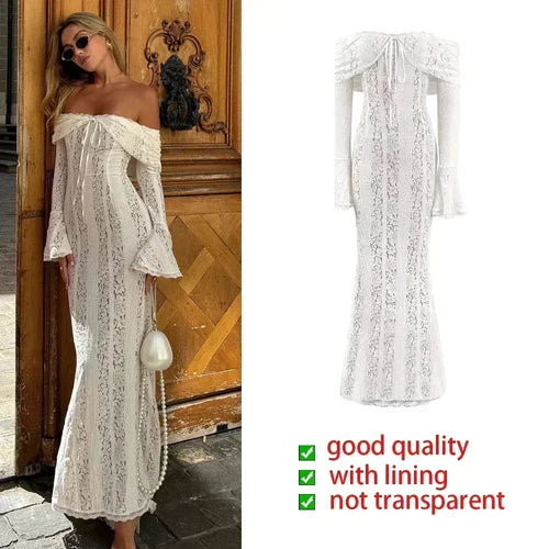 Anabelle – Off-Shoulder Lace Maxi Dress for Women
