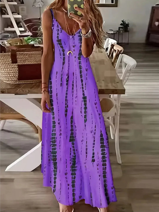 Isolyn – Boho Tie-Dye Spaghetti Strap Maxi Dress