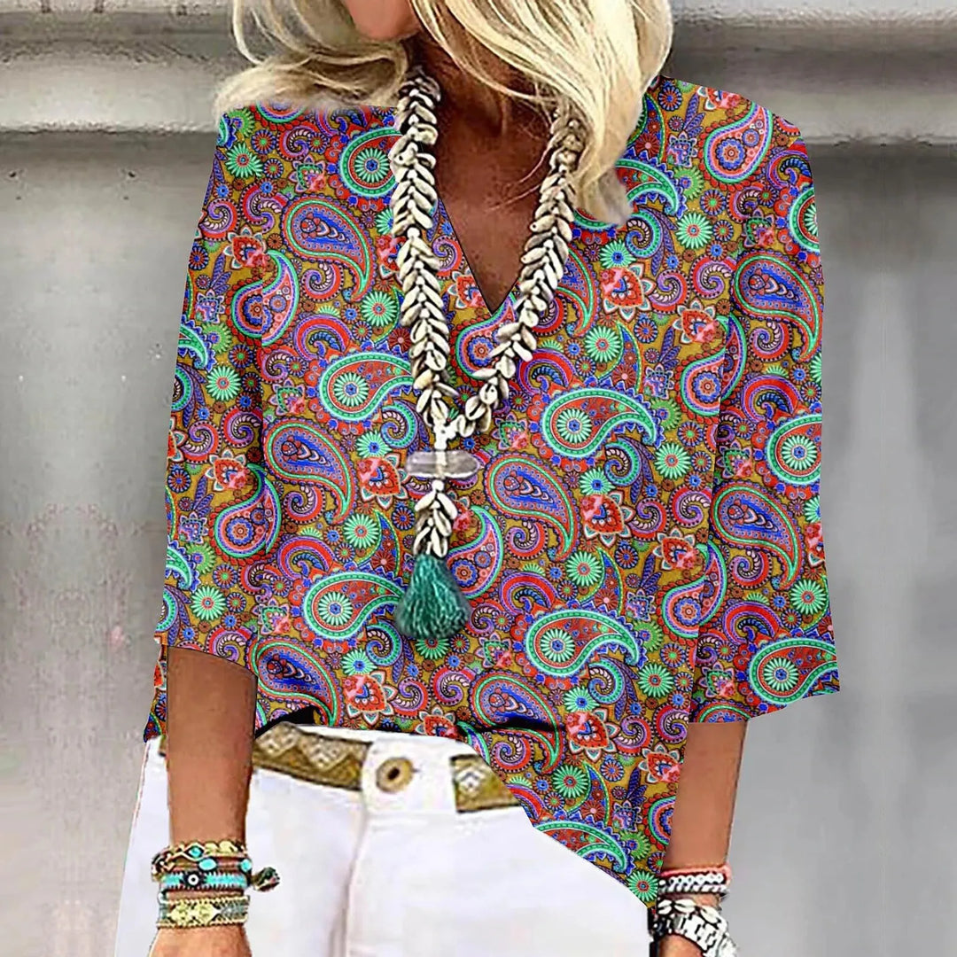 Frances – Bohemian Print Lightweight Blouse for Women