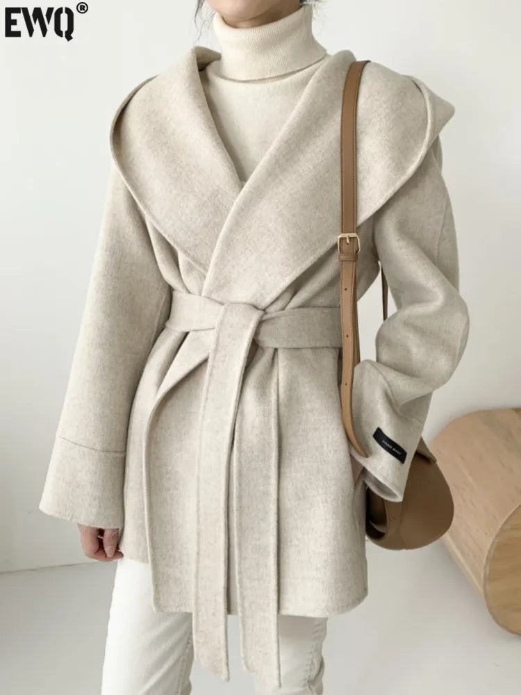Atasha – Belted Wool Blend Wrap Coat for Women