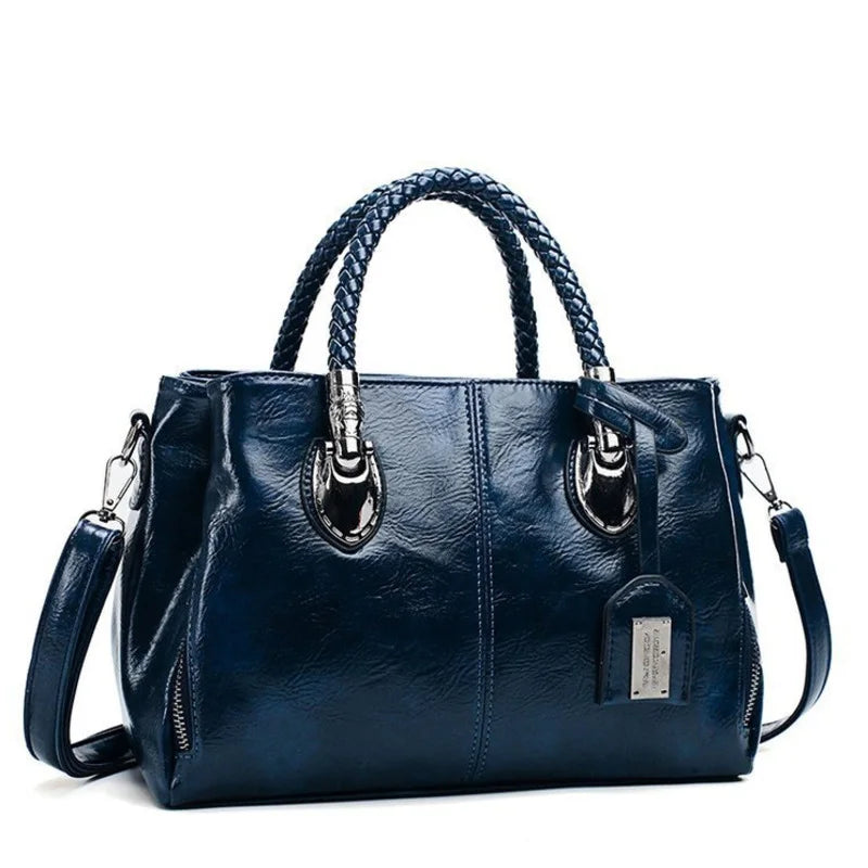 Amella – Sophisticated Leather Handbag Featuring Braided Handles